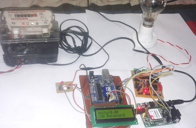 Fig. Prototype of Energy Meter using GSM and Arduino Fig. Prototype of Energy Meter using GSM and Arduino