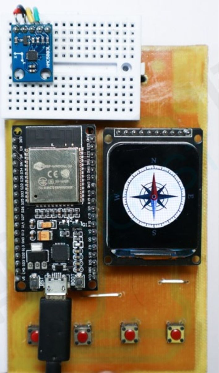 Figure: Prototype of Magnetic sensor with an ESP32 Figure: Prototype of Magnetic sensor with an ESP32