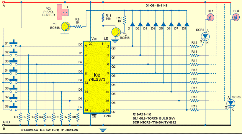 power supply and the quiz buzzer. The power supply part is depicted in Figure 1. The power supply and the quiz buzzer. The power supply part is depicted in Figure 1. The