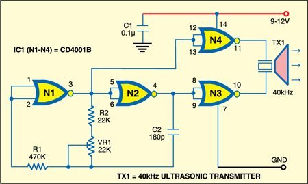 Ultrasonic Sound Beam Burglar Alarm - source illustration from page 157 Ultrasonic Sound Beam Burglar Alarm - source illustration from page 157