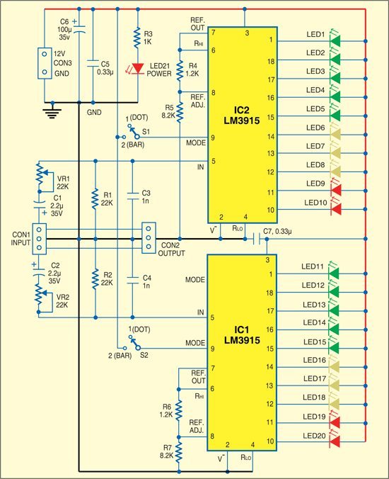Simple Stereo Level Indicator - source illustration from page 504 Simple Stereo Level Indicator - source illustration from page 504