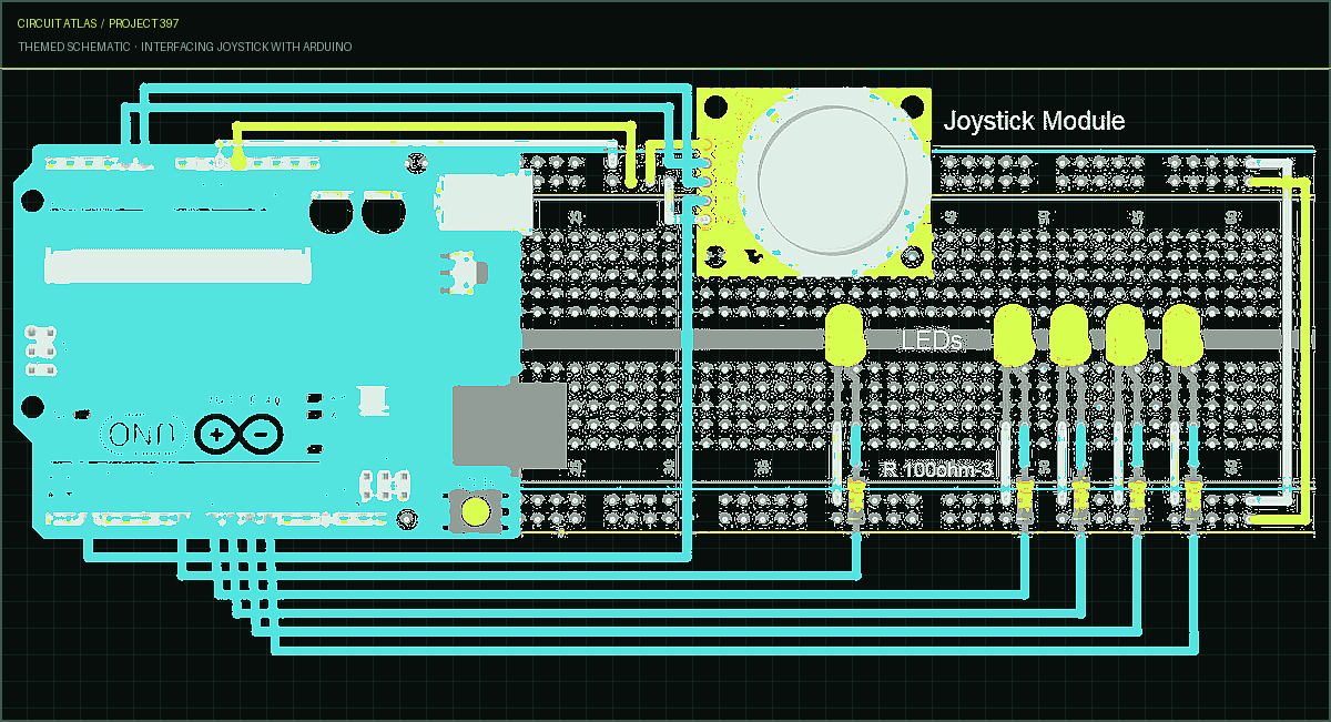 Circuit Atlas themed schematic for Interfacing Joystick with Arduino Circuit Atlas themed schematic for Interfacing Joystick with Arduino