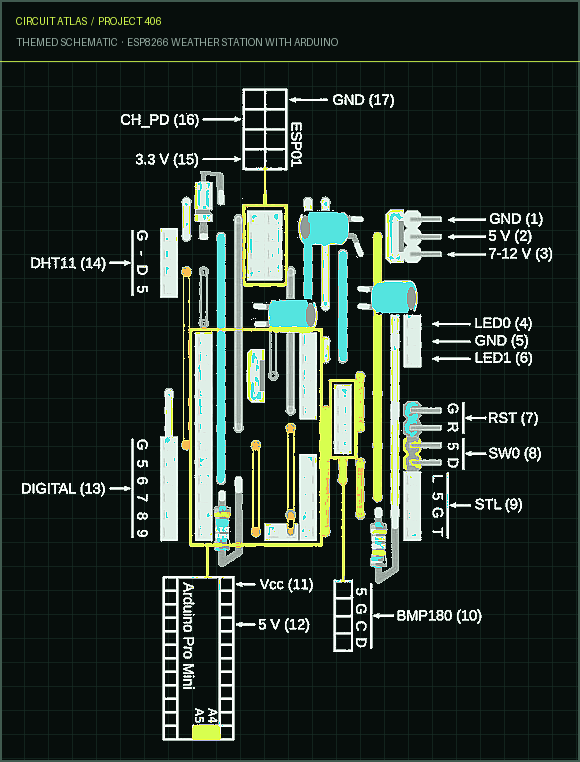 Circuit Atlas themed schematic for ESP8266 Weather Station with Arduino Circuit Atlas themed schematic for ESP8266 Weather Station with Arduino