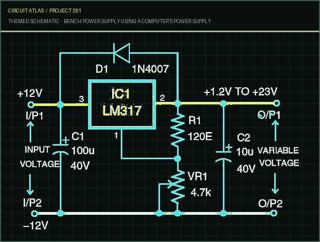 Circuit Atlas themed schematic for Bench Power Supply Using a Computer’s Power Supply Circuit Atlas themed schematic for Bench Power Supply Using a Computer’s Power Supply