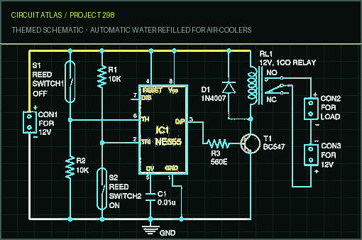 Circuit Atlas themed schematic for Automatic Water Refilled for Air-Coolers Circuit Atlas themed schematic for Automatic Water Refilled for Air-Coolers