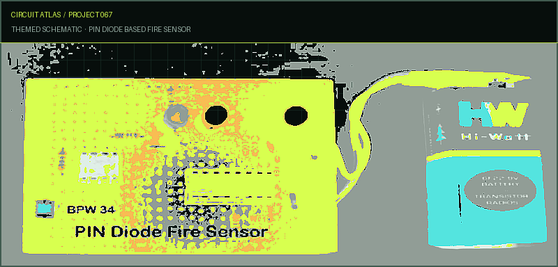 Circuit Atlas themed schematic for PIN Diode Based Fire Sensor Circuit Atlas themed schematic for PIN Diode Based Fire Sensor