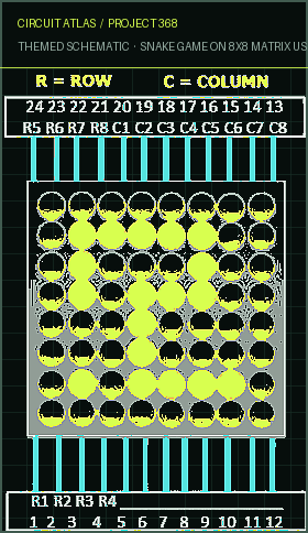 Circuit Atlas themed schematic for Snake Game on 8x8 Matrix using Arduino Circuit Atlas themed schematic for Snake Game on 8x8 Matrix using Arduino