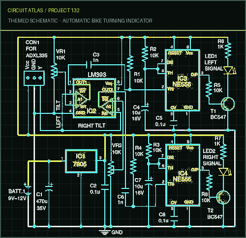 Circuit Atlas themed schematic for Automatic Bike Turning Indicator Circuit Atlas themed schematic for Automatic Bike Turning Indicator