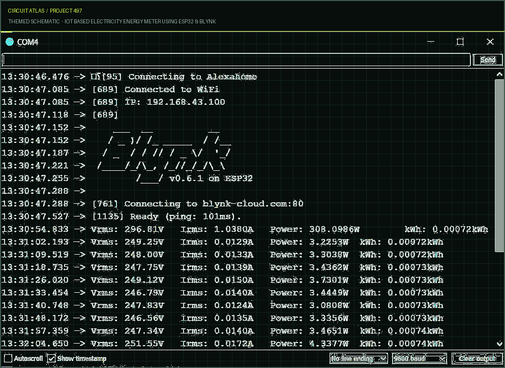 Circuit Atlas themed schematic for IoT Based Electricity Energy Meter using ESP32 & Blynk Circuit Atlas themed schematic for IoT Based Electricity Energy Meter using ESP32 & Blynk