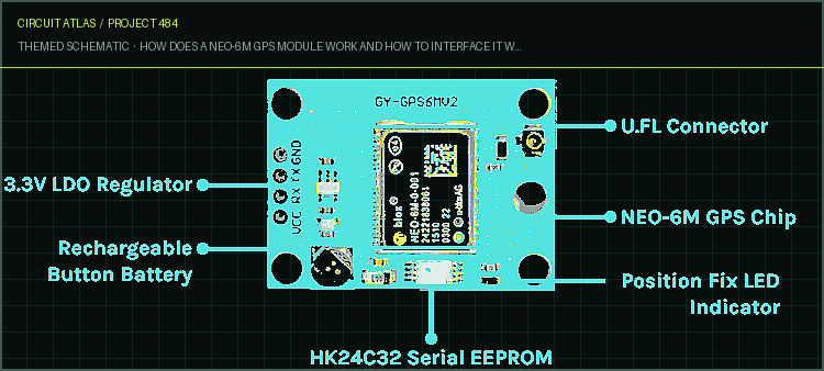 Circuit Atlas themed schematic for How Does a NEO-6M GPS Module Work and How to Interface it with ESP32 Circuit Atlas themed schematic for How Does a NEO-6M GPS Module Work and How to Interface it with ESP32