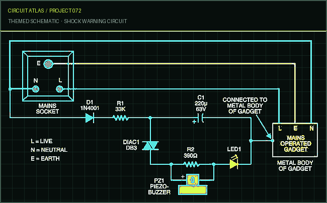 Circuit Atlas themed schematic for Shock Warning Circuit Circuit Atlas themed schematic for Shock Warning Circuit