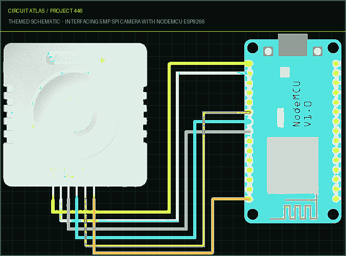 Circuit Atlas themed schematic for Interfacing 5MP SPI Camera with NodeMCU ESP8266 Circuit Atlas themed schematic for Interfacing 5MP SPI Camera with NodeMCU ESP8266