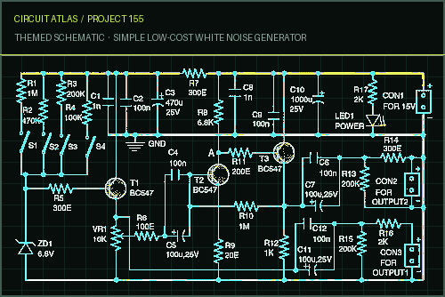 Circuit Atlas themed schematic for Simple Low-Cost White Noise Generator Circuit Atlas themed schematic for Simple Low-Cost White Noise Generator
