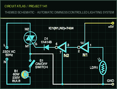 Circuit Atlas themed schematic for Automatic Dimness Controlled Lighting System Circuit Atlas themed schematic for Automatic Dimness Controlled Lighting System