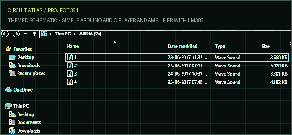 Circuit Atlas themed schematic for Simple Arduino Audio Player and Amplifier with LM386 Circuit Atlas themed schematic for Simple Arduino Audio Player and Amplifier with LM386
