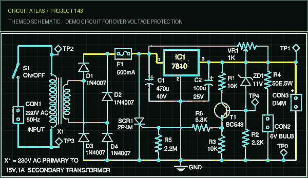 Circuit Atlas themed schematic for Demo Circuit for Over-Voltage Protection Circuit Atlas themed schematic for Demo Circuit for Over-Voltage Protection