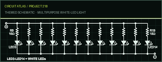 Circuit Atlas themed schematic for Multipurpose White-LED Light Circuit Atlas themed schematic for Multipurpose White-LED Light