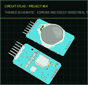 Circuit Atlas themed schematic for ESP8266 and DS3231 Based Real Time Clock (RTC) Circuit Atlas themed schematic for ESP8266 and DS3231 Based Real Time Clock (RTC)