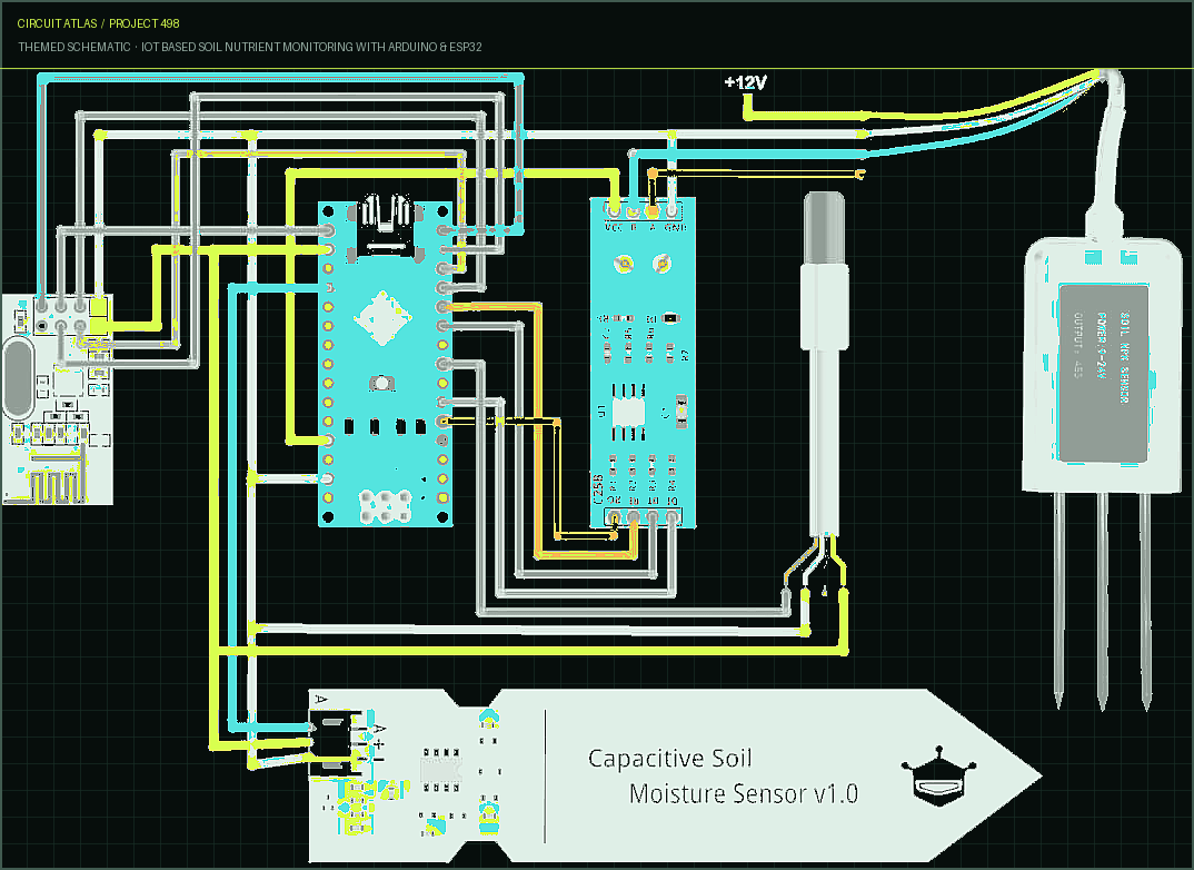 Circuit Atlas themed schematic for IoT Based Soil Nutrient Monitoring with Arduino & ESP32 Circuit Atlas themed schematic for IoT Based Soil Nutrient Monitoring with Arduino & ESP32