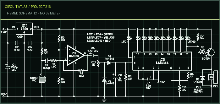 Circuit Atlas themed schematic for Noise Meter Circuit Atlas themed schematic for Noise Meter