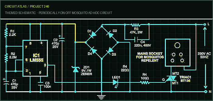 Circuit Atlas themed schematic for Periodically on off Mosquito ad hoc circuit Circuit Atlas themed schematic for Periodically on off Mosquito ad hoc circuit