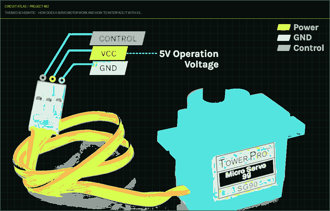 Circuit Atlas themed schematic for How does a Servo Motor Work and How to Interface it with ESP32? Circuit Atlas themed schematic for How does a Servo Motor Work and How to Interface it with ESP32?
