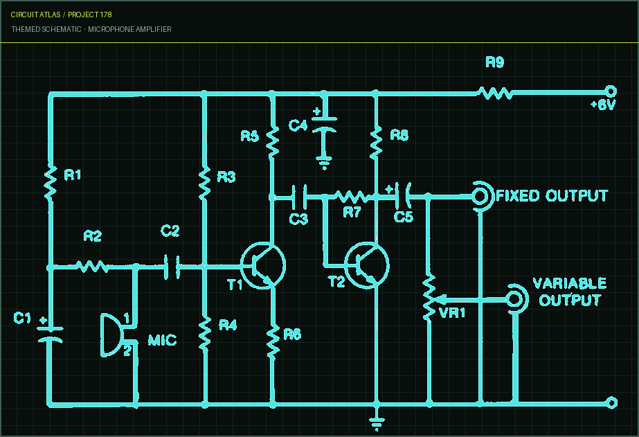 Circuit Atlas themed schematic for Microphone Amplifier Circuit Atlas themed schematic for Microphone Amplifier
