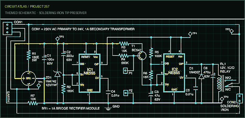 Circuit Atlas themed schematic for Soldering Iron Tip preserver Circuit Atlas themed schematic for Soldering Iron Tip preserver