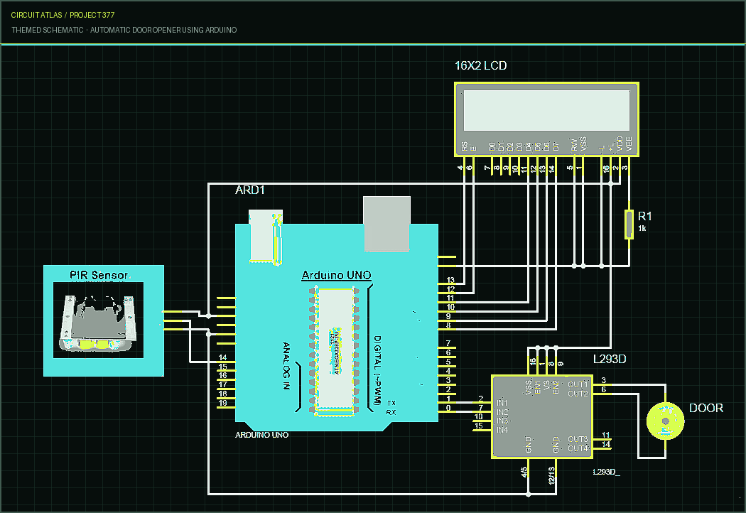 Circuit Atlas themed schematic for Automatic Door Opener using Arduino Circuit Atlas themed schematic for Automatic Door Opener using Arduino