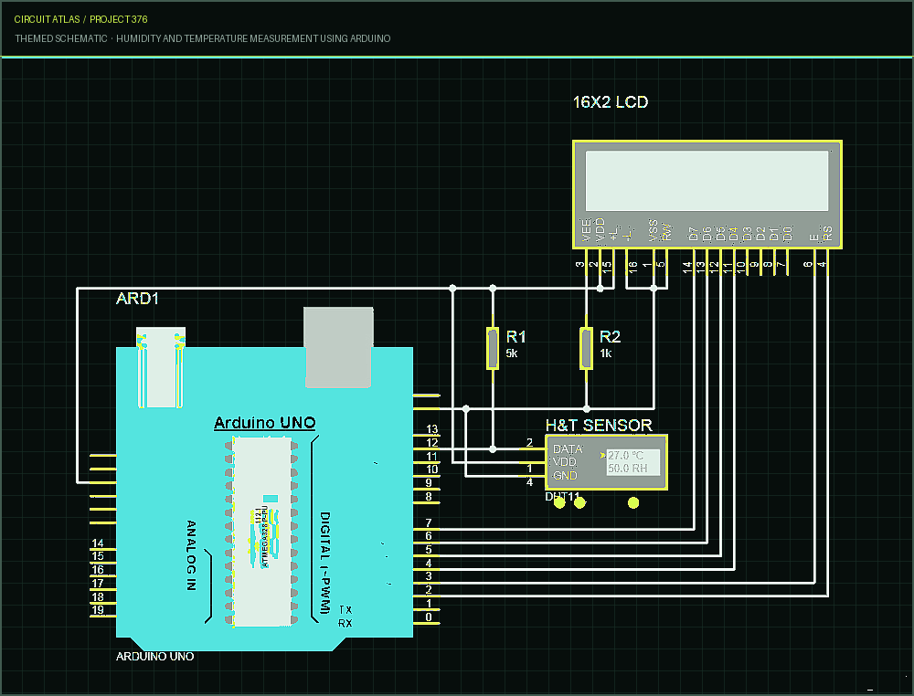 Circuit Atlas themed schematic for Humidity and Temperature Measurement using Arduino Circuit Atlas themed schematic for Humidity and Temperature Measurement using Arduino