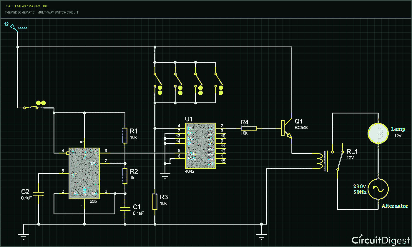 Circuit Atlas themed schematic for Multi-way Switch Circuit Circuit Atlas themed schematic for Multi-way Switch Circuit