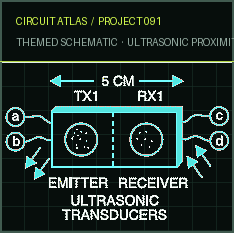 Circuit Atlas themed schematic for Ultrasonic Proximity Detector circuit Circuit Atlas themed schematic for Ultrasonic Proximity Detector circuit