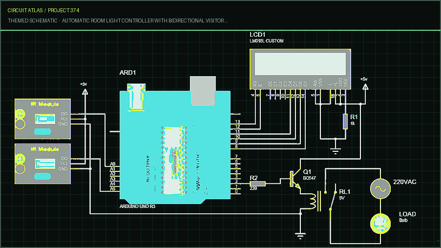Circuit Atlas themed schematic for Automatic Room Light Controller with Bidirectional Visitor Counter Circuit Atlas themed schematic for Automatic Room Light Controller with Bidirectional Visitor Counter