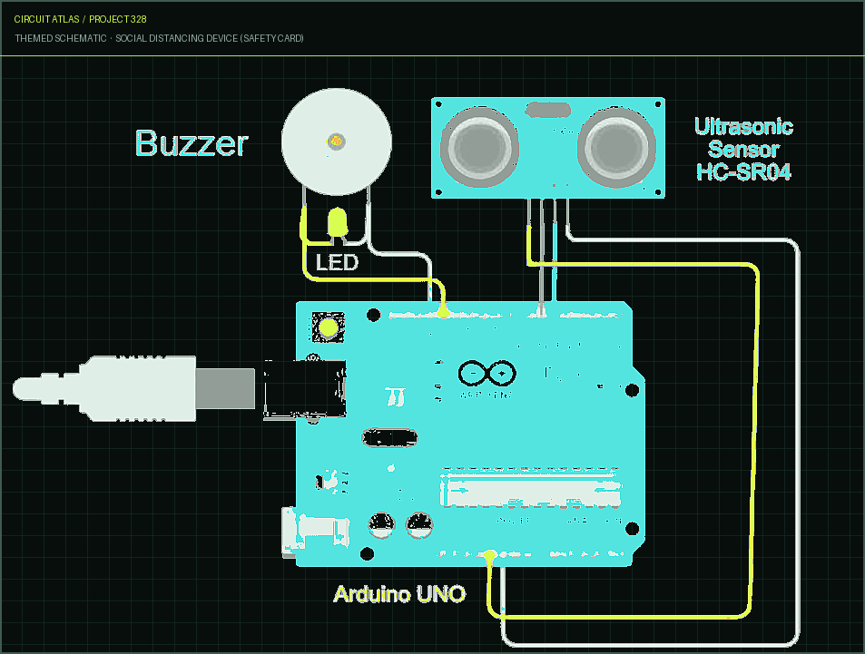Circuit Atlas themed schematic for Social Distancing Device (Safety Card) Circuit Atlas themed schematic for Social Distancing Device (Safety Card)