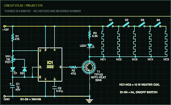 Circuit Atlas themed schematic for In Car Food and Beverage Warmer Circuit Atlas themed schematic for In Car Food and Beverage Warmer