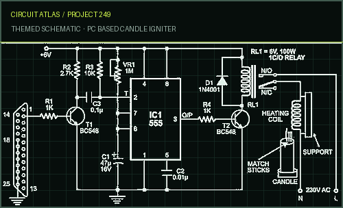 Circuit Atlas themed schematic for PC Based Candle Igniter Circuit Atlas themed schematic for PC Based Candle Igniter