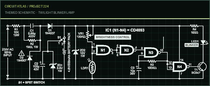 Circuit Atlas themed schematic for Twilight blinker lamp Circuit Atlas themed schematic for Twilight blinker lamp