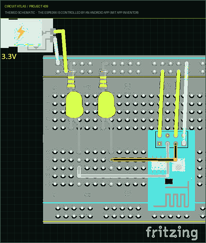 Circuit Atlas themed schematic for The ESP8266 is controlled by an Android app (MIT App Inventor) Circuit Atlas themed schematic for The ESP8266 is controlled by an Android app (MIT App Inventor)