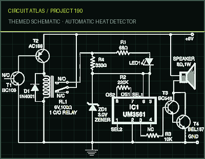 Circuit Atlas themed schematic for Automatic Heat Detector Circuit Atlas themed schematic for Automatic Heat Detector